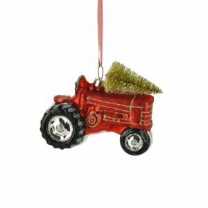 TRACTEUR ROUGE AVEC SAPIN